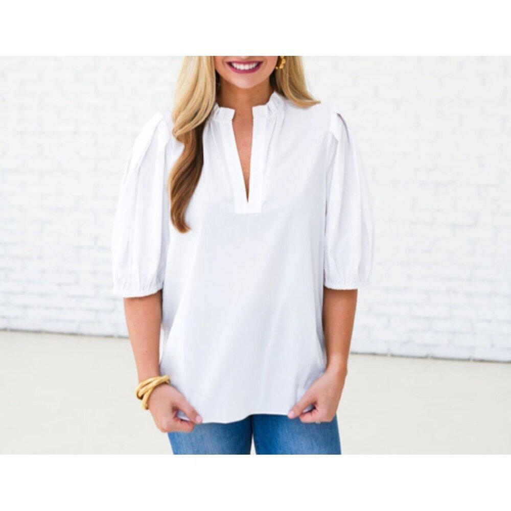 Caryn Lawn Taylor Blouse White  Balloon Sleeve Ladies Size M/L